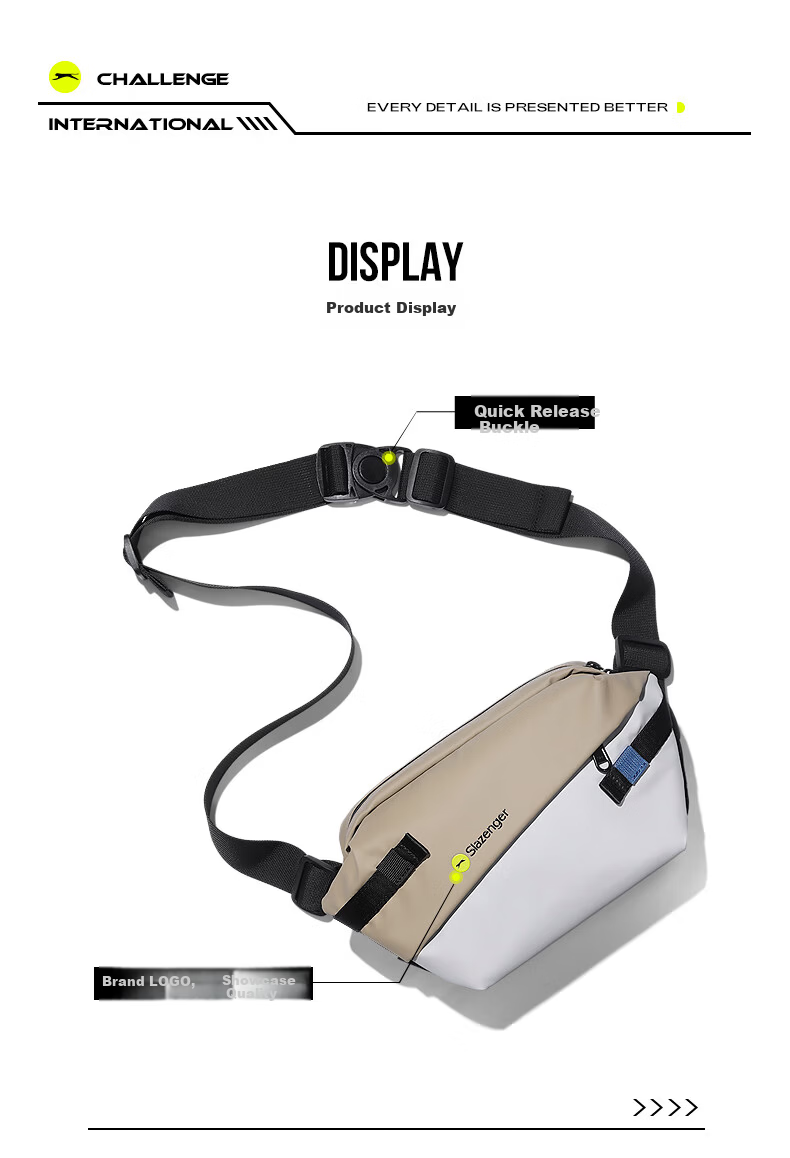 Slazenger Trendy Men's Leather Coated Crossbody Bag Large Capacity Sports Casual Waist Bag Cycling Functional Chest Bag 5