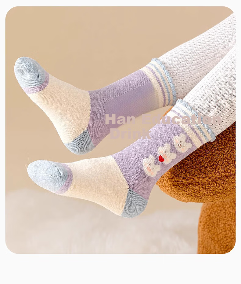 Mianqixiong Kids Terry Socks Girls Winter Thickened Fleece Cotton Mid-Calf Socks 5 Pairs-Q1 Thickened 10