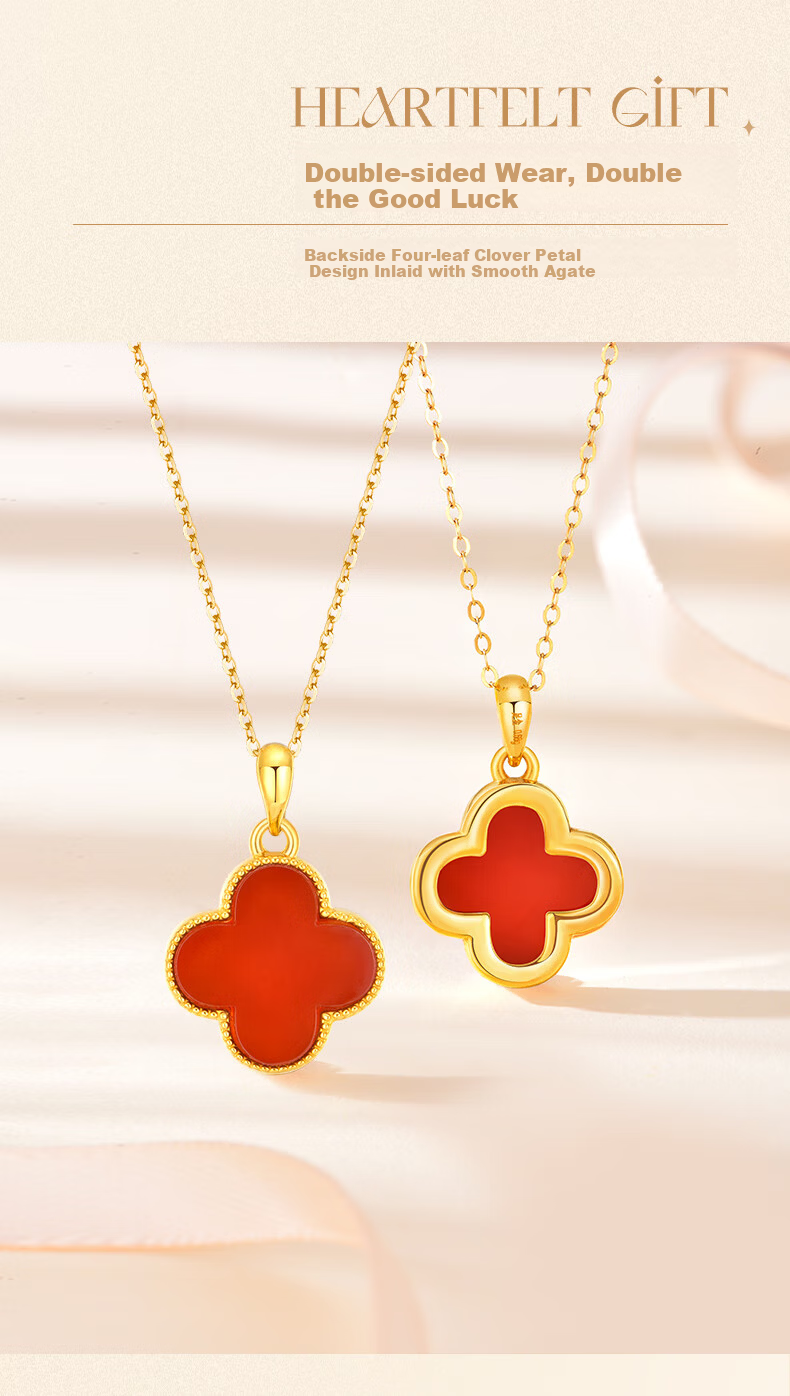 Love Promise Luxury Necklace for Women Gold Four-Leaf Clover Pendant 2025 New Niche High-End Birthday Gift for Girlfriend 3