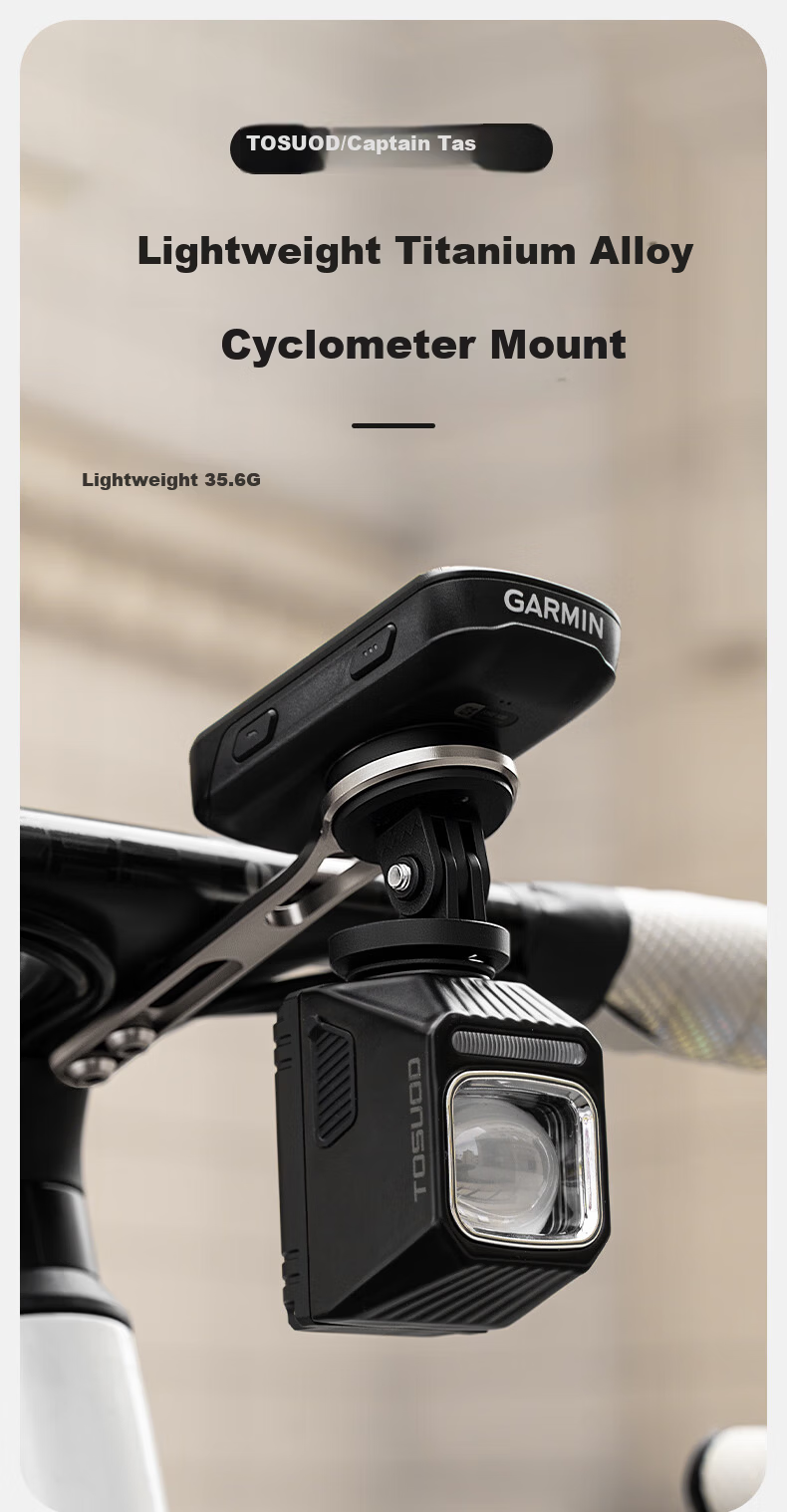 Captain Tas Bike Computer Mount Integrated Handlebar Extension Titanium Alloy Bracket for Mountain and Road Bikes with Light and Camera Extension Rack 1