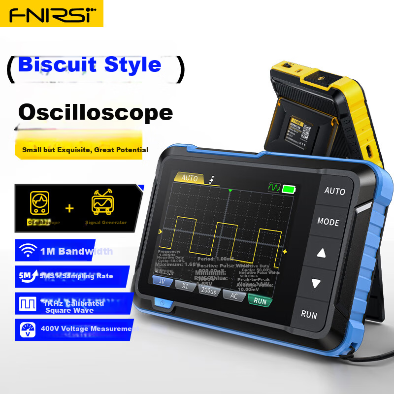 FNIRSI Handheld Mini Digital Oscilloscope 2-in-1 Portable Signal Generator 1M Bandwidth DSO153