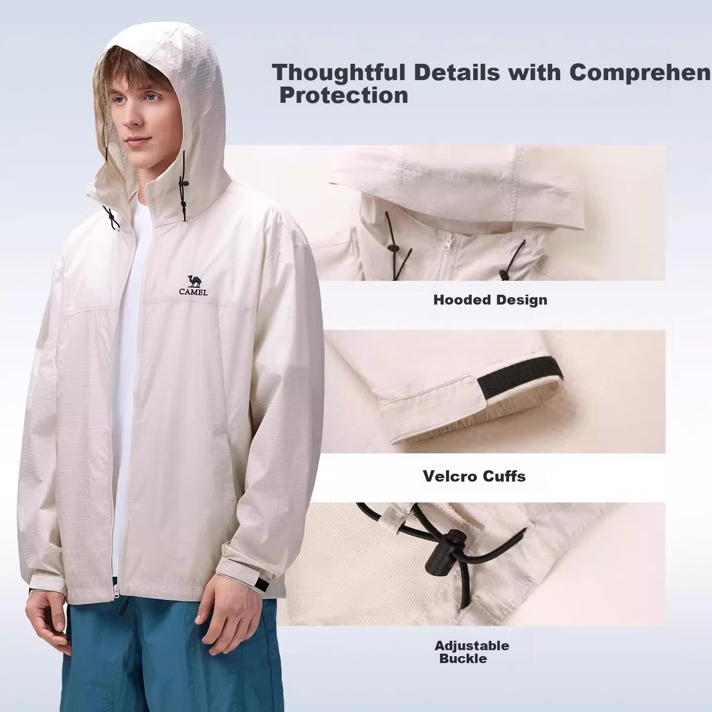 CAMEL Outdoor Sun Protection Jacket 2026 Spring Summer New Men's Breathable Hooded Windproof Water-Repellent Durable Sports Coat R172