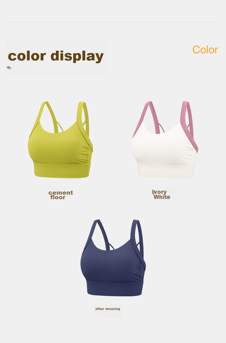 VFU Kitten Ear High-Intensity Sports Bra, Shock-Absorbing, Breathable, Beautiful Back Design, Suitable for Outdoor Wear, Sports Vest, Wutong Color, Size S 23
