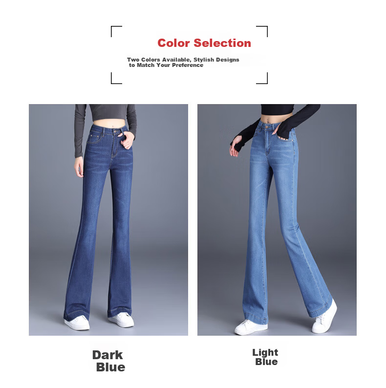 Pierre Cardin High Waist Slimming Women's Jeans Summer Casual Stretch Fitted Flared Pants Dark Blue 27 8