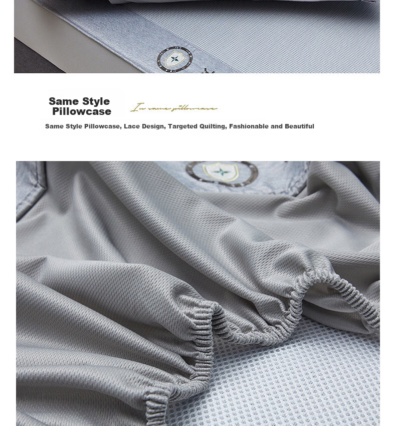 Hodo Antibacterial Ice Silk Cooling Mat Three-Piece Set Cooling Air-Conditioned Mat Home Use 1.5m Fitted Sheet Light Gray 22