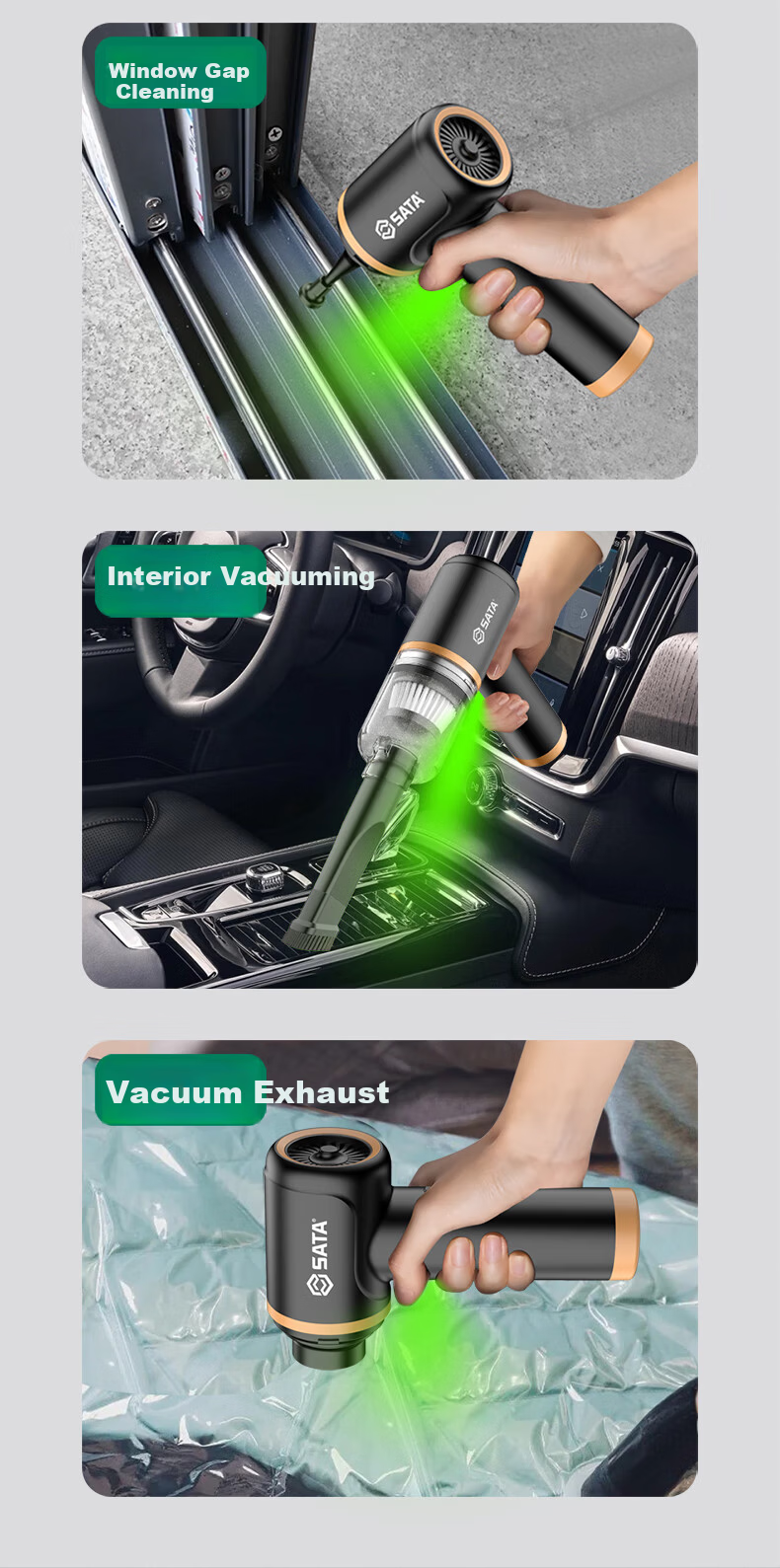 SATA Car Vacuum Cleaner Lithium Battery Handheld Mini Car Use High Suction Wireless Portable Vacuum Cleaner D05135 12