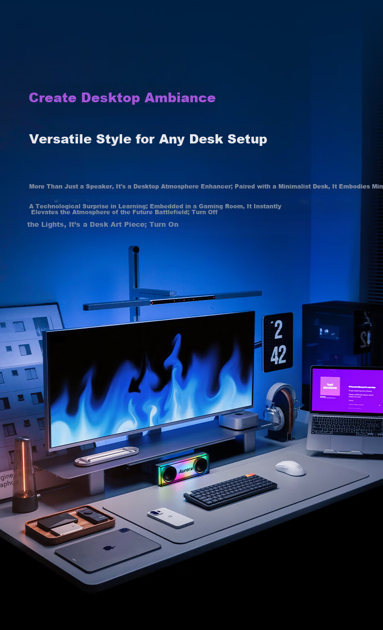 EDIFIER HECATE Light Cooling Compact Gaming Desktop Bluetooth 6.0 Wireless Portable Multimedia Laptop Home Desktop Speaker with RGB Lighting Gray 6