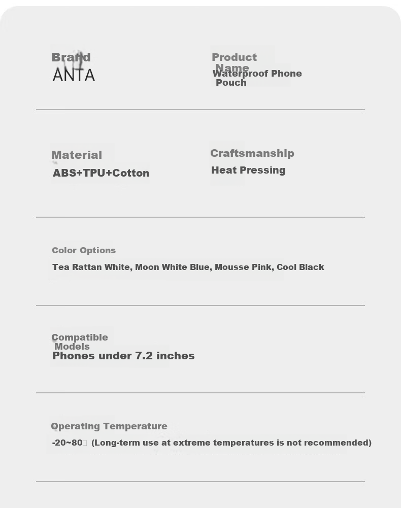 ANTA Waterproof Phone Pouch Touchscreen Camera Case Swimming Rafting Transparent Diving Seal Bag 13