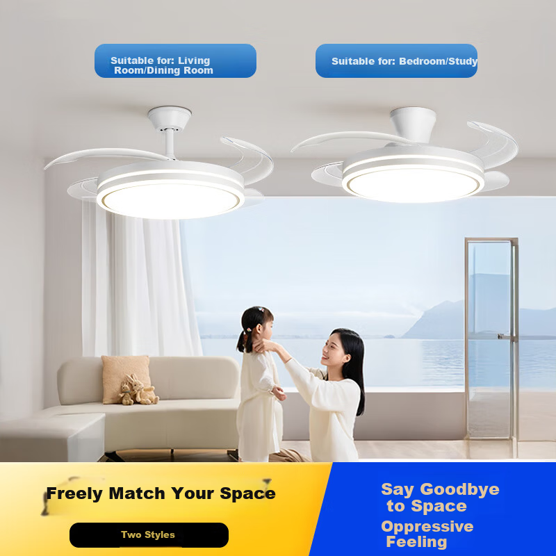Delpre Eye Protection Fan Light Invisible Blades Ceiling Fan Light Dining Room Ceiling Fan Variable Frequency Bedroom Light Zhongshan Lighting with Installation Package