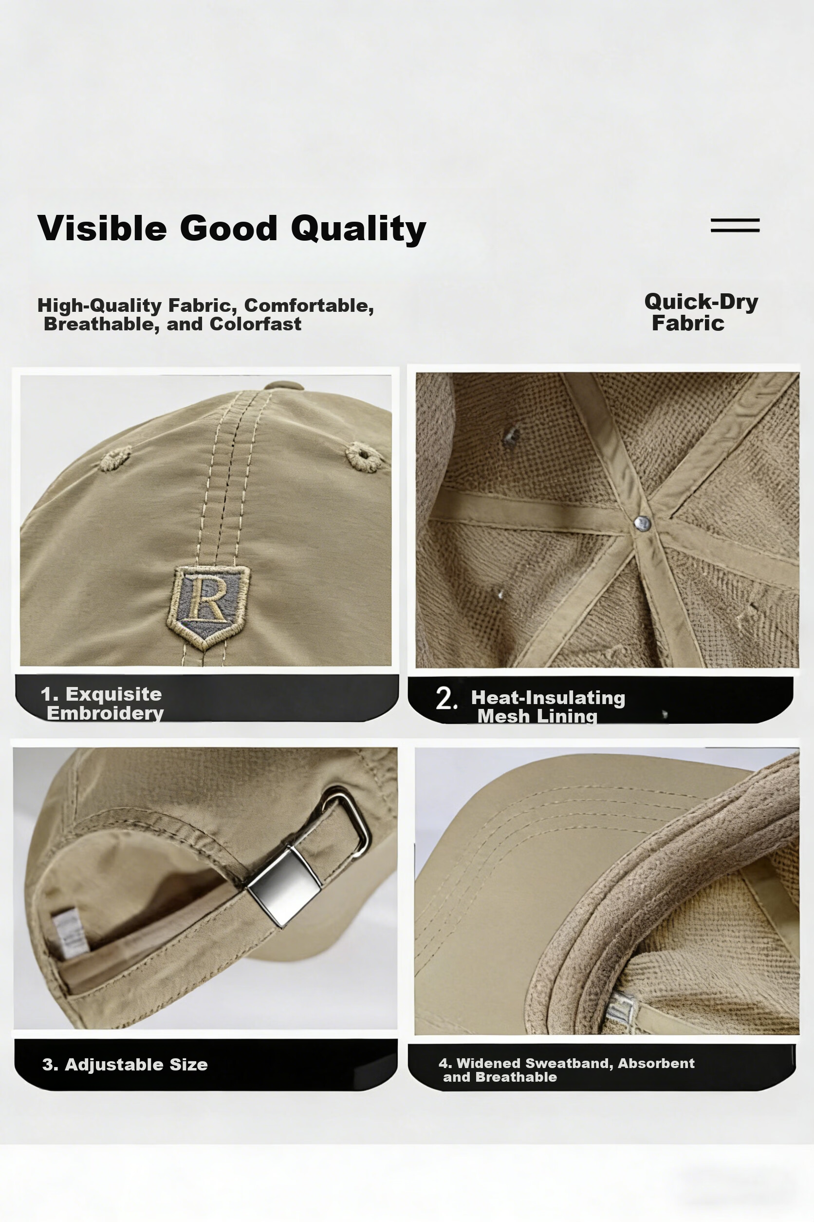 Jingtang Jingpin Men's Spring Summer Outdoor Quick-Dry Mountaineering Baseball Cap Windproof Running Sun Protection Casual Autumn Hat 4