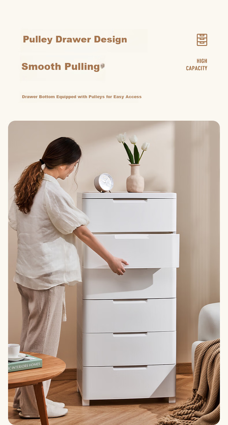 JEKO&JEKO Drawer Storage Cabinet Bedroom Living Room Storage Wardrobe Bedside Cabinet Toy Snack Organizer 6-Tier Chest of Drawers 8