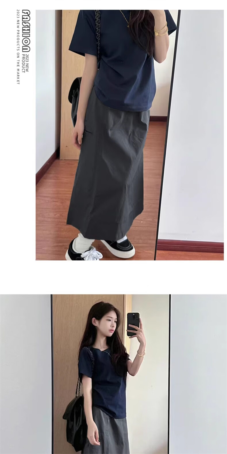 Langsha American Vintage Workwear Skirt Women Summer 2026 New High Waist Pear Shape Hip Cover Slimming Mid-Length Skirt 12