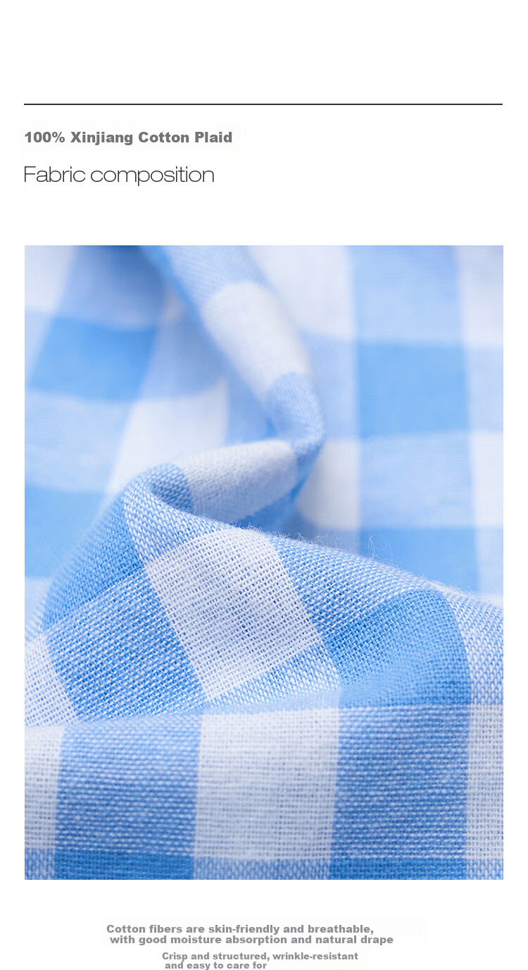 Inman 100% Cotton Sweet Plaid Shirt 2026 Summer New Women's Slim Waist Pleated Blouse Light Blue Plaid L 7