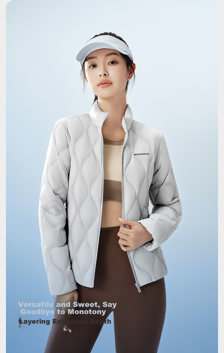 Bosideng Spring Autumn 90% Goose Down Lightweight Stand Collar Slim Fit Short Casual Versatile Comfortable Women's Down Jacket 8