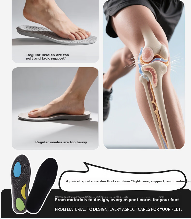 FOOTOPPO Sports Insoles for Men Military Training Ultra-Soft Shock Absorbing Insoles for Men's Basketball Shoes Running Shoes Insoles for Women 4