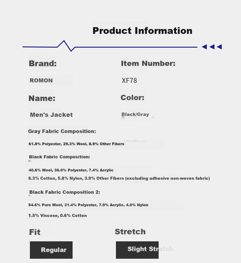 ROMON Wool Suit for Men, Autumn And Winter Business Casual Professional Formal Wear, Suit Jacket, Dad's Outerwear, XF78 Black 2X 5