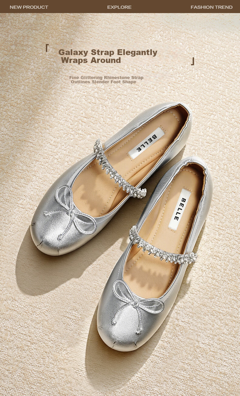 Belle Moonlight Mary Jane Women's Flat Casual Elegant Silver Ballet Shoes 3H9F5CQ5 Moonlight Silver Size 37 7