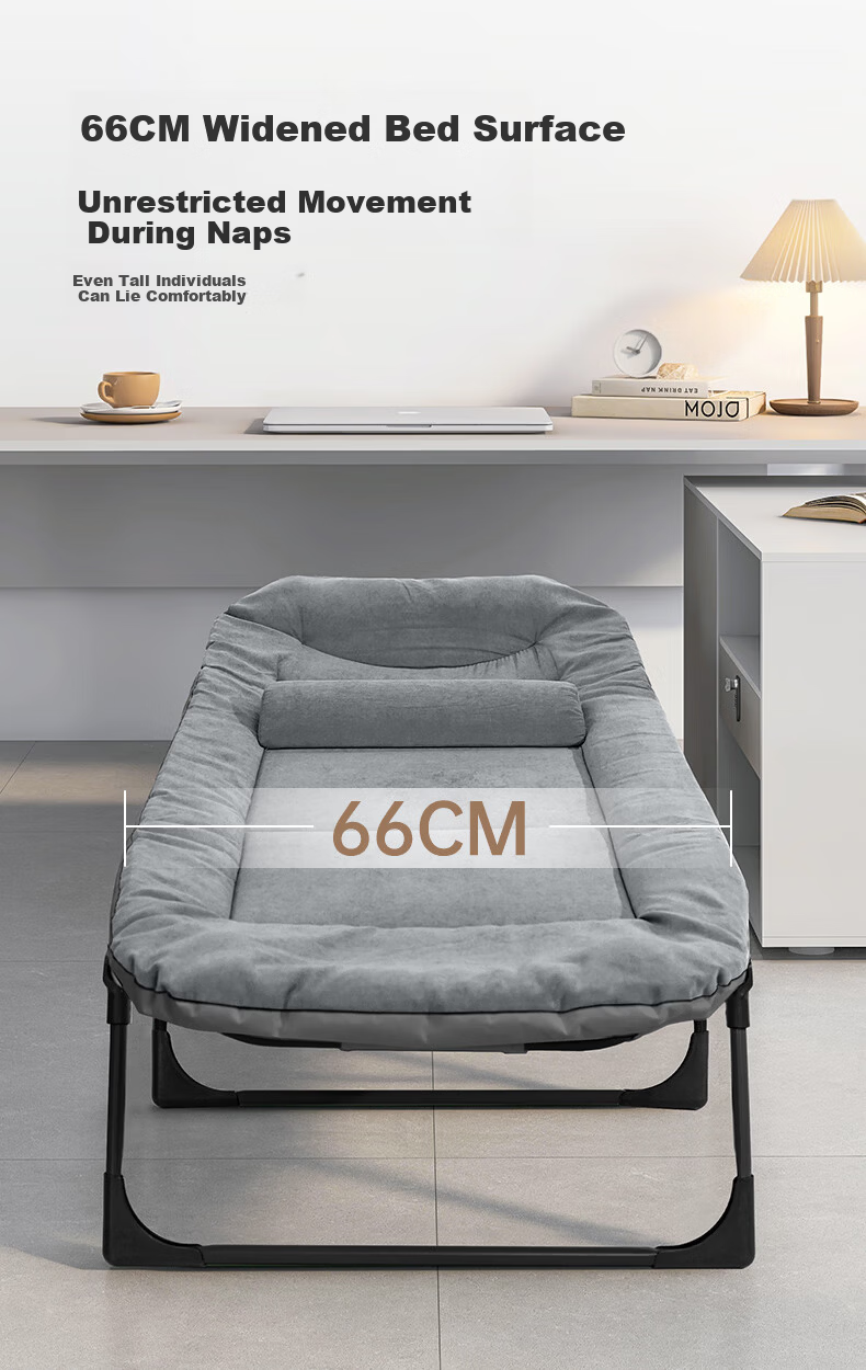 Restar Folding Single Nap Bed Hospital Care Bed Military Cot Recliner Office Nap Waist Support - 190cm Gray 10