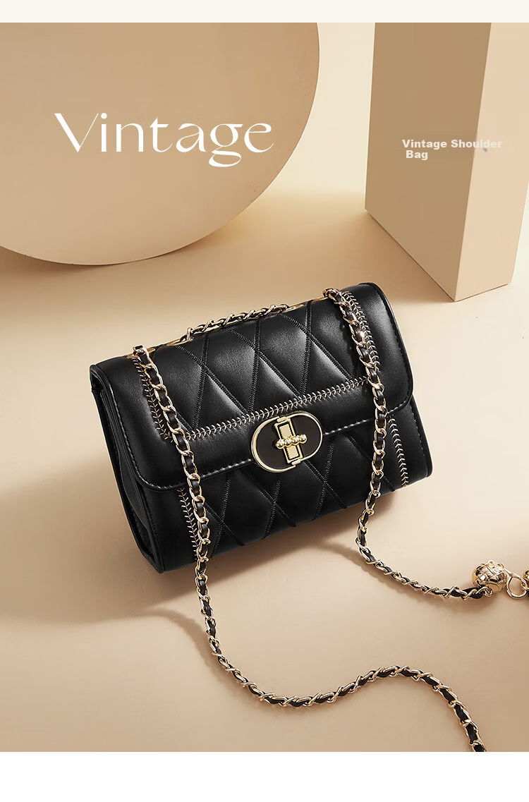 St&Sat Women's Bag 2026 New Shoulder Bag Crossbody Bag Versatile Chain Bag Quilted Small Square Bag Gift for Girlfriend 3
