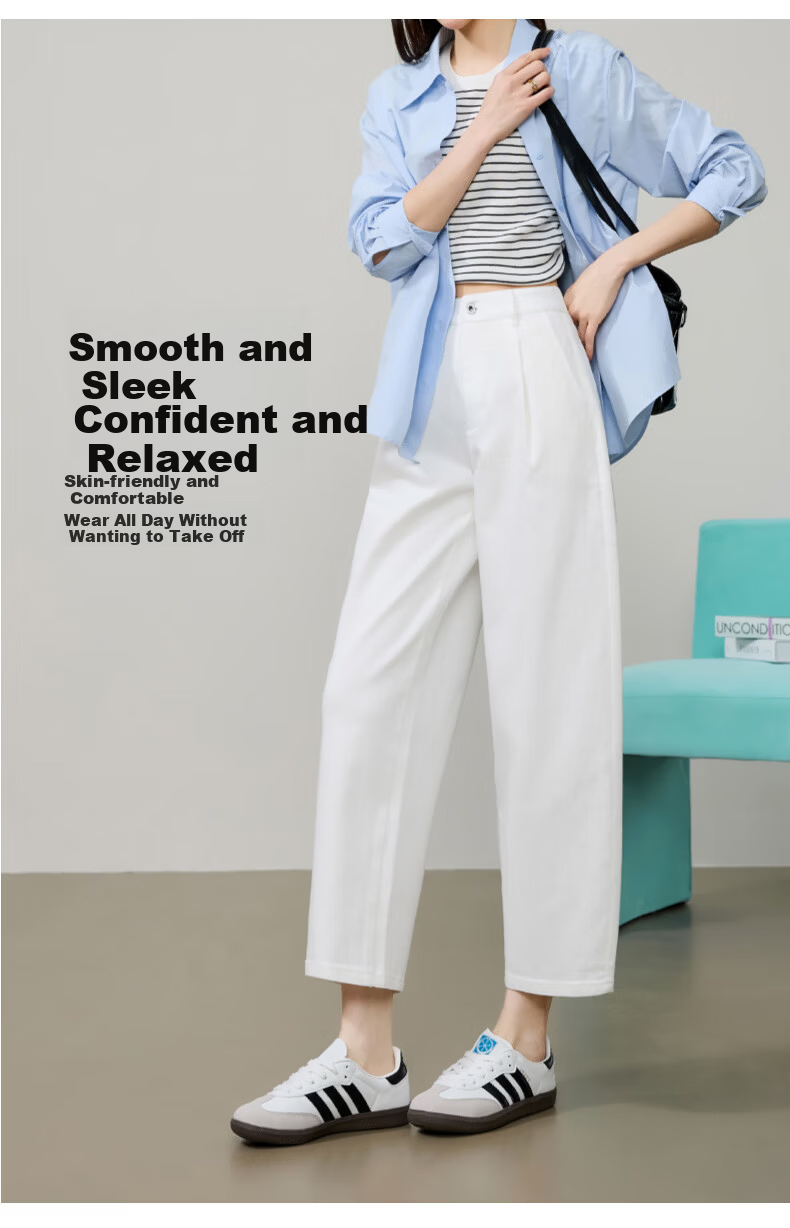 ESE-Y Women's Dark Blue Wide-Leg Denim Jeans 2026 Spring New Slim High-Waist Casual Curved Pants Size 26 13