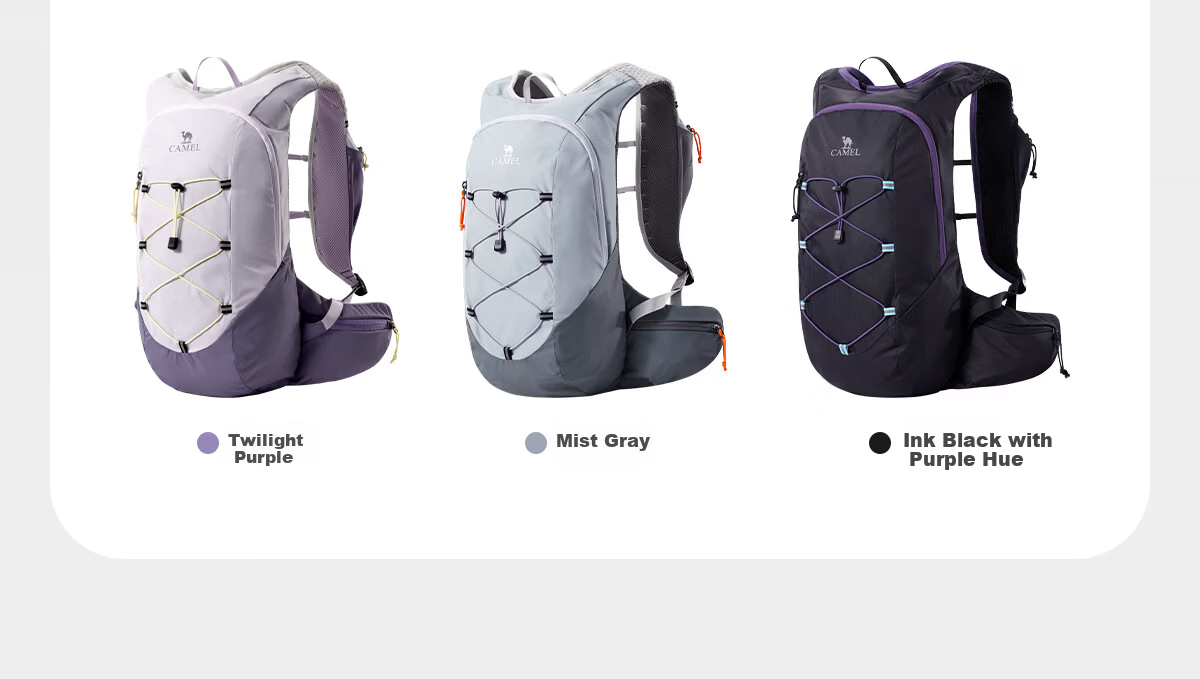 CAMEL Purple Vest Lightweight Travel Backpack Outdoor Hiking Cycling Mountaineering Bag 575C628004A 31