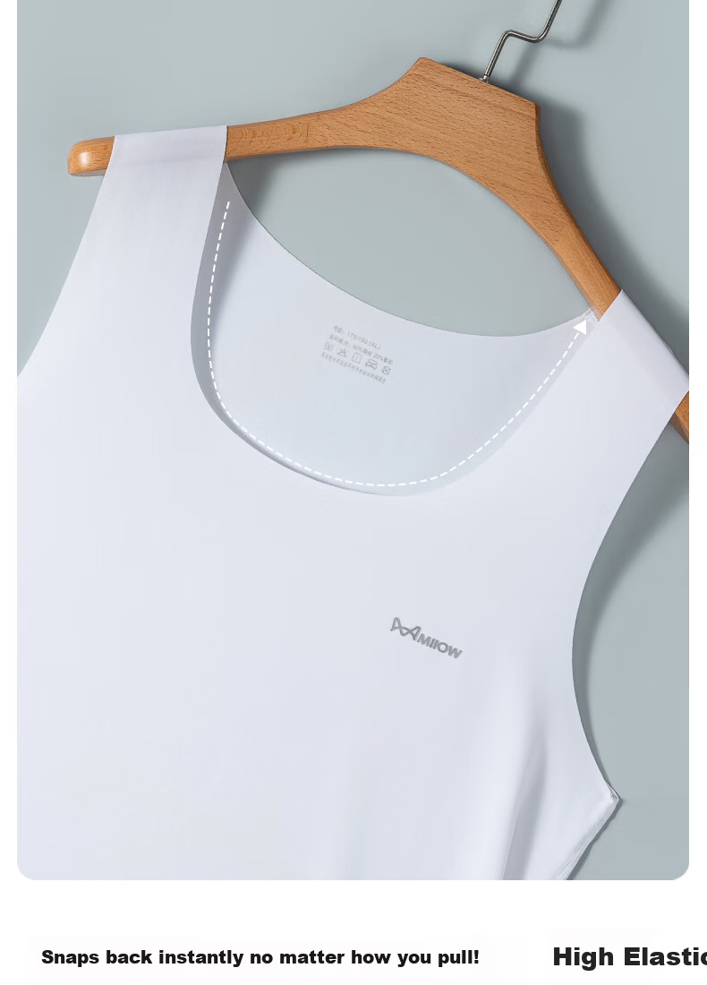 MiiOW Men's Ice Silk Cooling Basic Undershirt Sports Seamless Racerback Sleeveless T-Shirt Vest 9