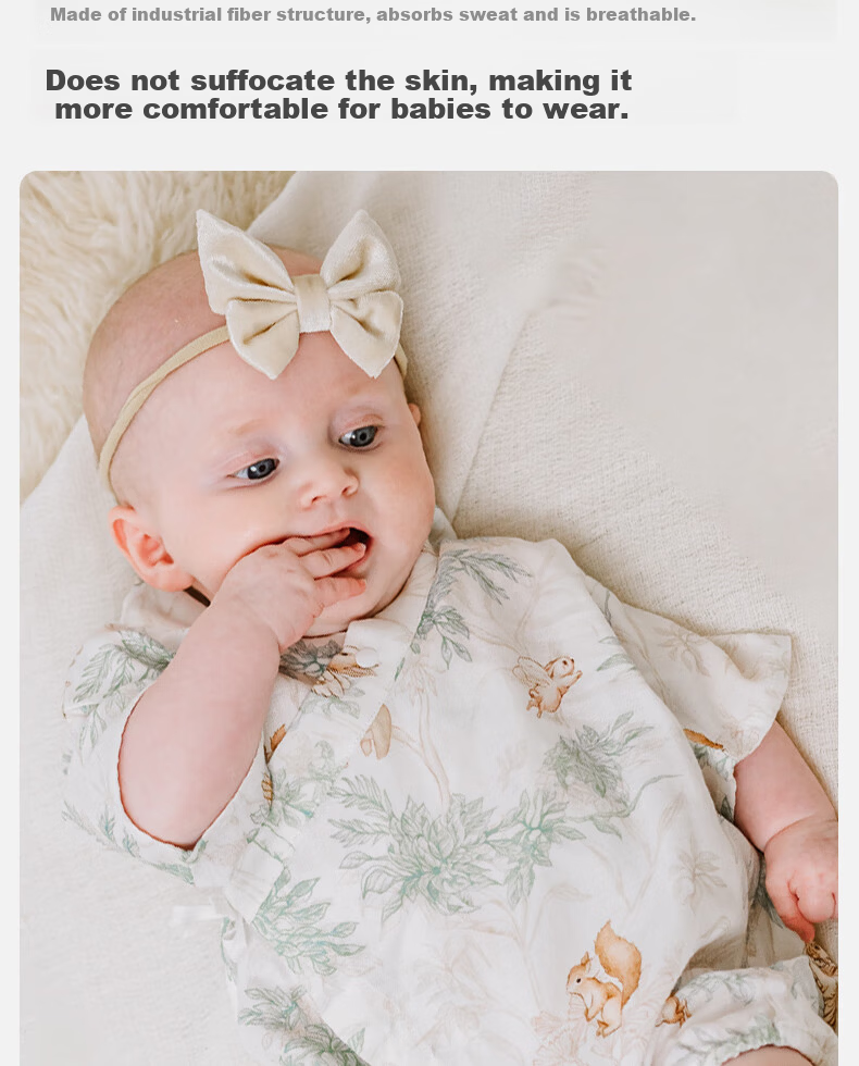 OAK FAMILY Newborn Baby Clothes Early Autumn Romper Thin Baby Bodysuit Pear Orchard 90cm 4