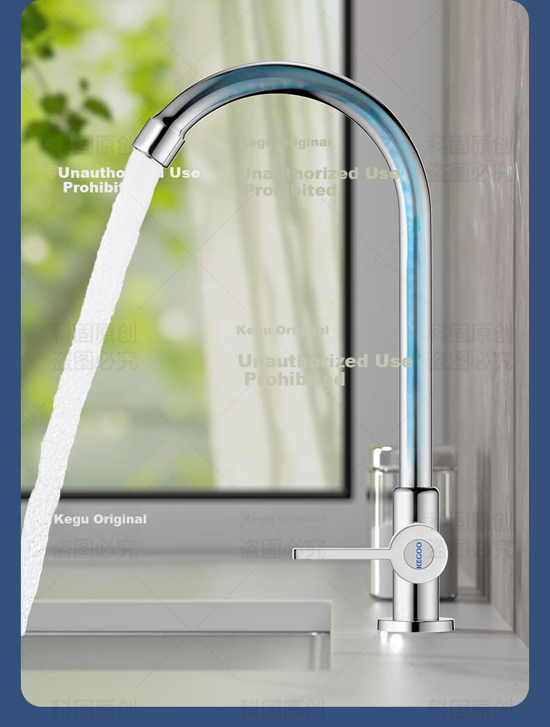 KEGOO Single Cold Kitchen Faucet High Arc Stainless Steel Sink Mixer K2056 13