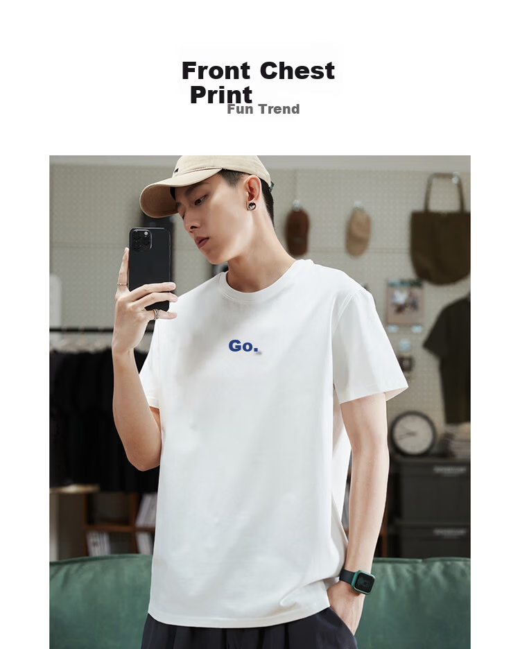 TonLion 2025 Men's Front Chest Fun Print Crew Neck Short Sleeve T-Shirt Off-White 2XL 1
