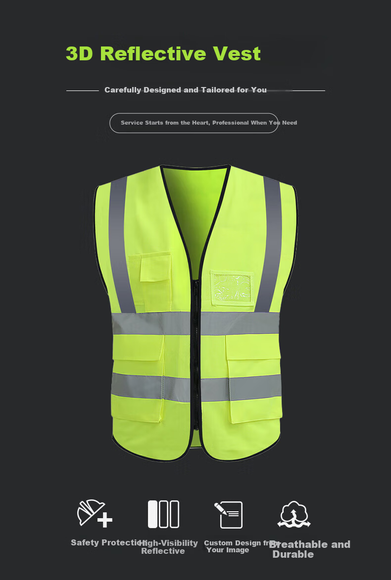 Haosikepu Reflective Vest Construction Warehouse Typhoon Warning Breathable High-Visibility Safety Vest [Same/Next Day Delivery] Orange Multi-Pocket Zipper 2