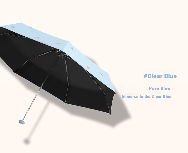 Paradise Umbrella UV Protection Folding Black Coating Sun and Rain Umbrella Printed Shade Sweet White 6