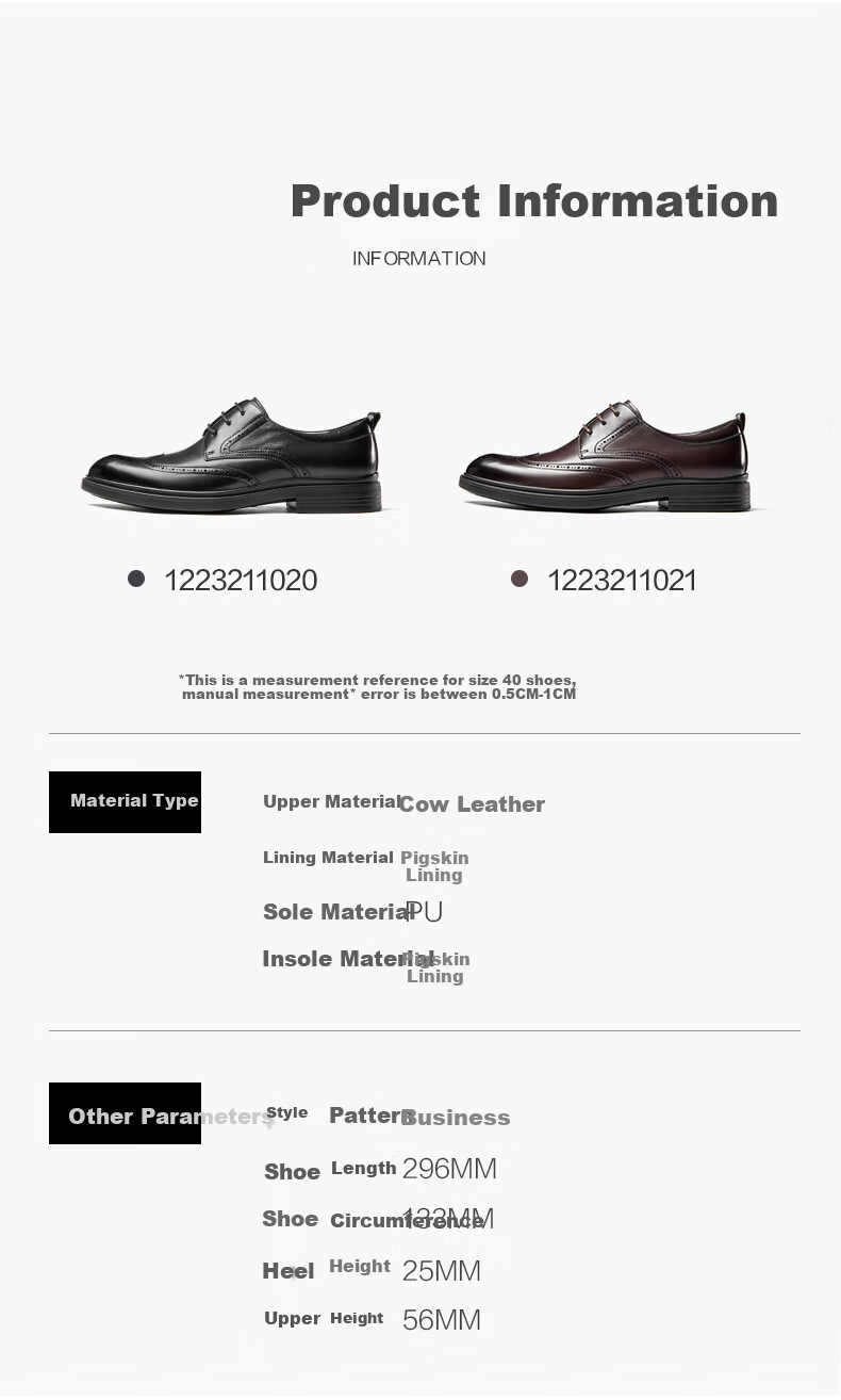 Aokang Men's Shoes, British Business Formal Leather Shoes, Men's Cowhide Comfortable Brogue Carved Wedding Banquet Shoes, Black, Size 41 6