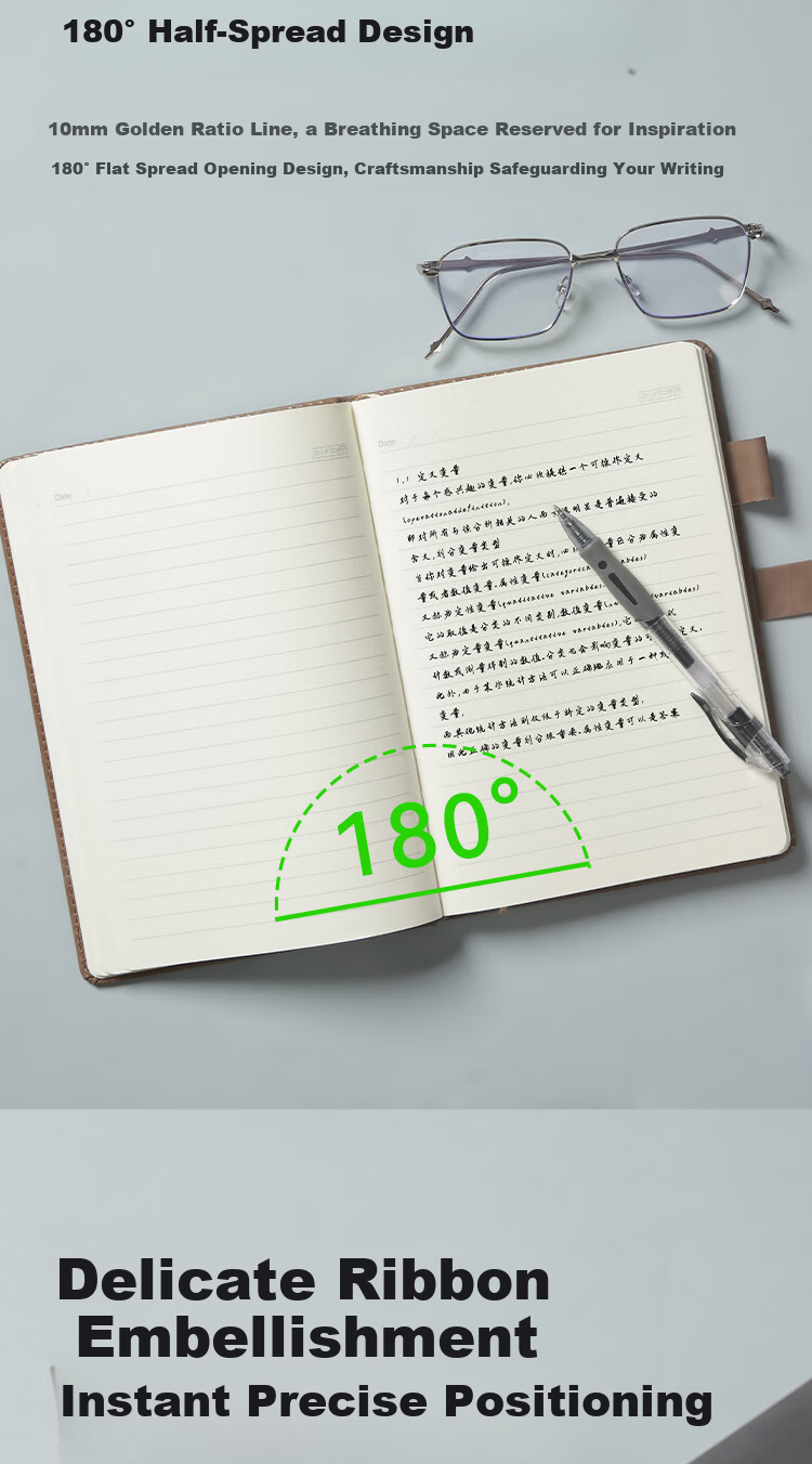 JD Jingzao Popular Product 25K 128-Page Single Lambskin Texture Leather Notebook Thickened Leather Cover Office Meeting Notes Black 6