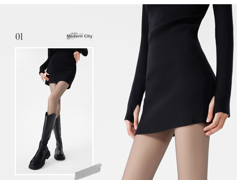 Shiwa Ji Black Fleece-Lined Sheer Leggings for Women Autumn Winter Slimming Anti-Snag Thickened Single-Layer Tights 29