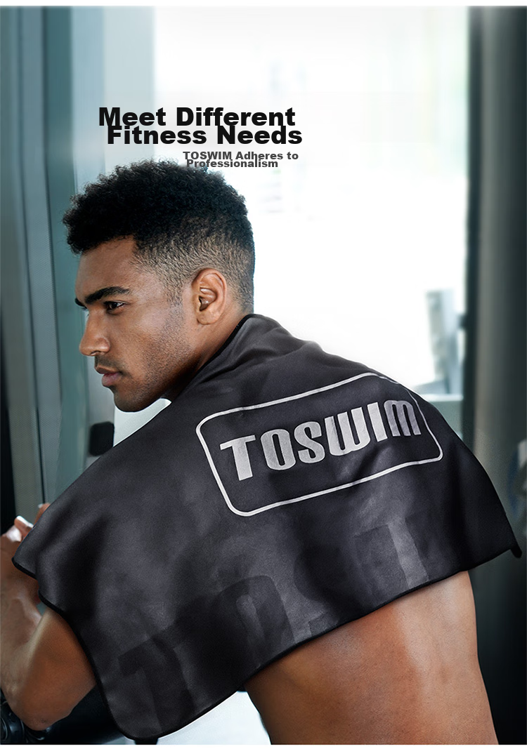 TOSWIM Quick-Drying Bath Towel, Swimming Towel, Sports Fitness Absorbent Towel, Travel Towel, Fast-Drying, Black And Silver, 140*70 4