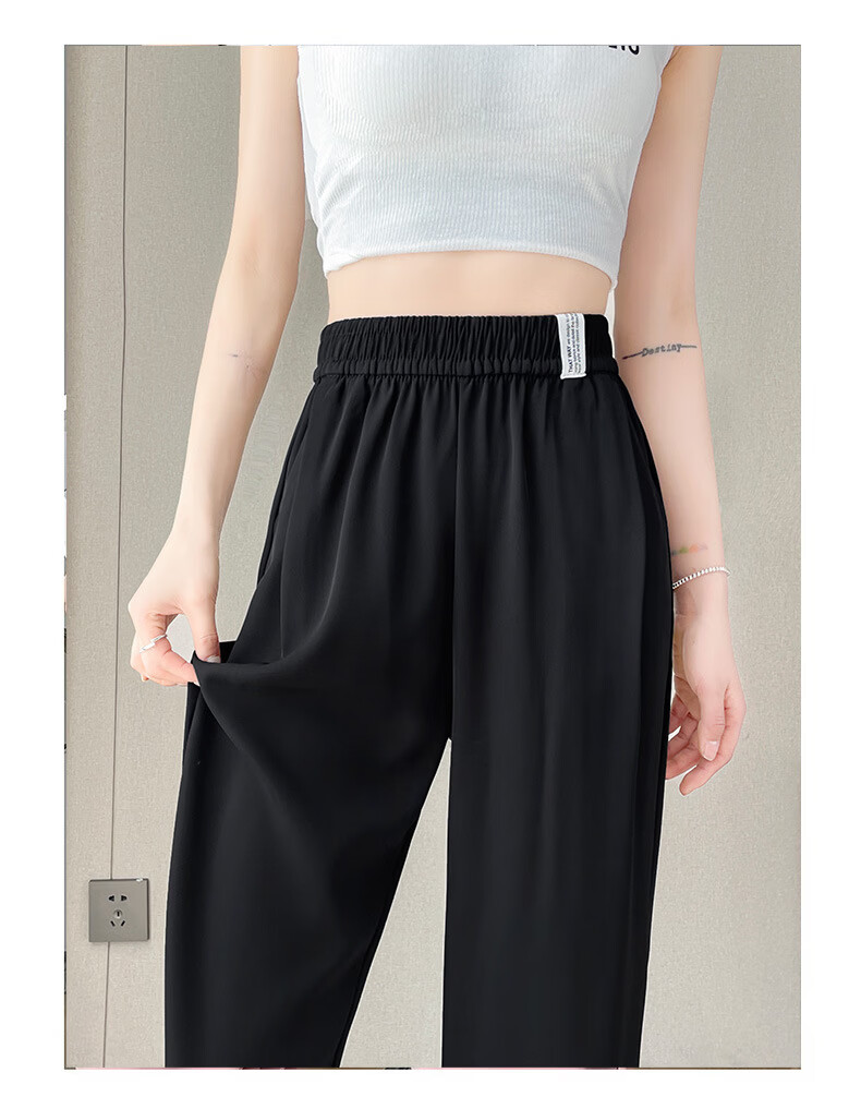 Langsha Women's Summer 2026 New Elastic High-Waist Petite Nine-Point Harem Suit Cigarette Pants Casual Commuter Trousers 12