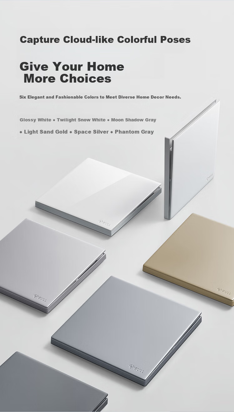 BULL G60 Series Four-Gang Single-Control Switch Ultra-Thin Large Panel Switch G60K411 Phantom Gray 3