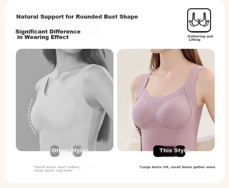 Urban Beauty Women's Thermal Vest with Padded Bra, Fleece-Lined Thickened Seamless Base Layer Vest for Autumn and Winter 7