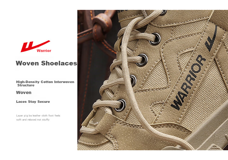 Warrior Men's Fleece-Lined Warm Martin Boots Casual Shoes Men's 0544 Khaki Fleece-Lined Size 42 6