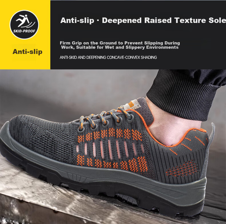 SHENGLI Work Safety Shoes Anti-Smash Anti-Puncture Anti-Static Breathable Odor-Resistant Flyknit Steel Toe Safety Shoes F336 Size 45 7