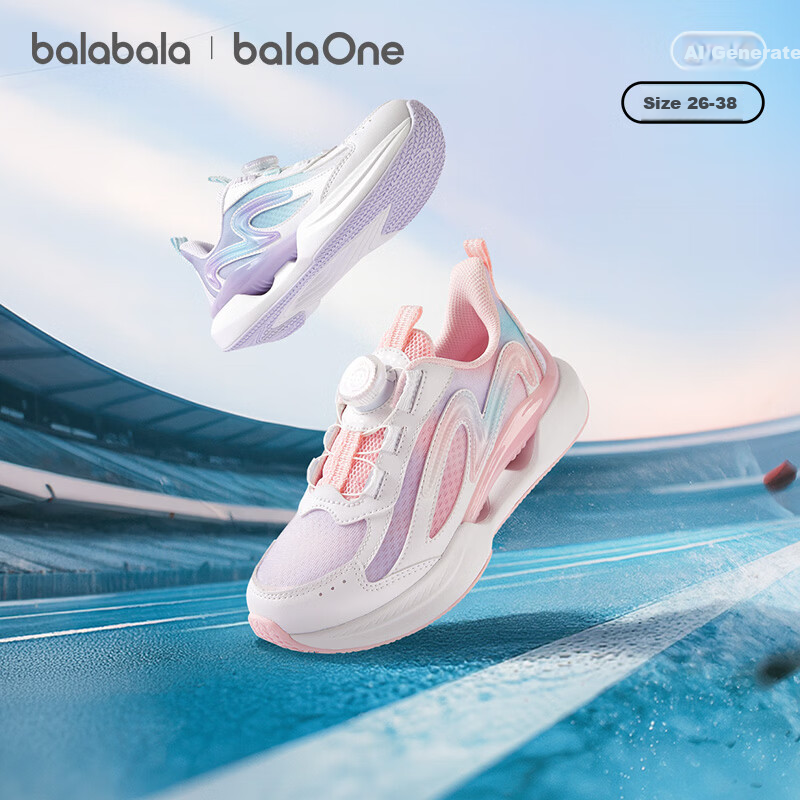 Balabala Kids Running Shoes Children's Sports Shoes Girls Lightweight Breathable Mesh Non-Slip Running Shoes Summer 2026