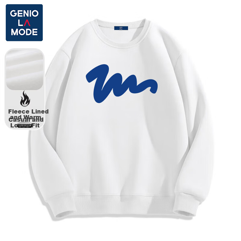 GENIOLAMODE Brand American Style Men's Sweatshirt 2025 Spring Autumn Thin Trendy Large Print Crewneck Jacket