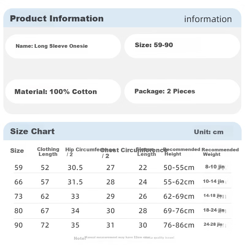 Shubeiyi 2-Pack Baby Clothes Full Moon Newborn Romper First Birthday Infant Crawling Suit Spring Summer Cotton Blue Size 59