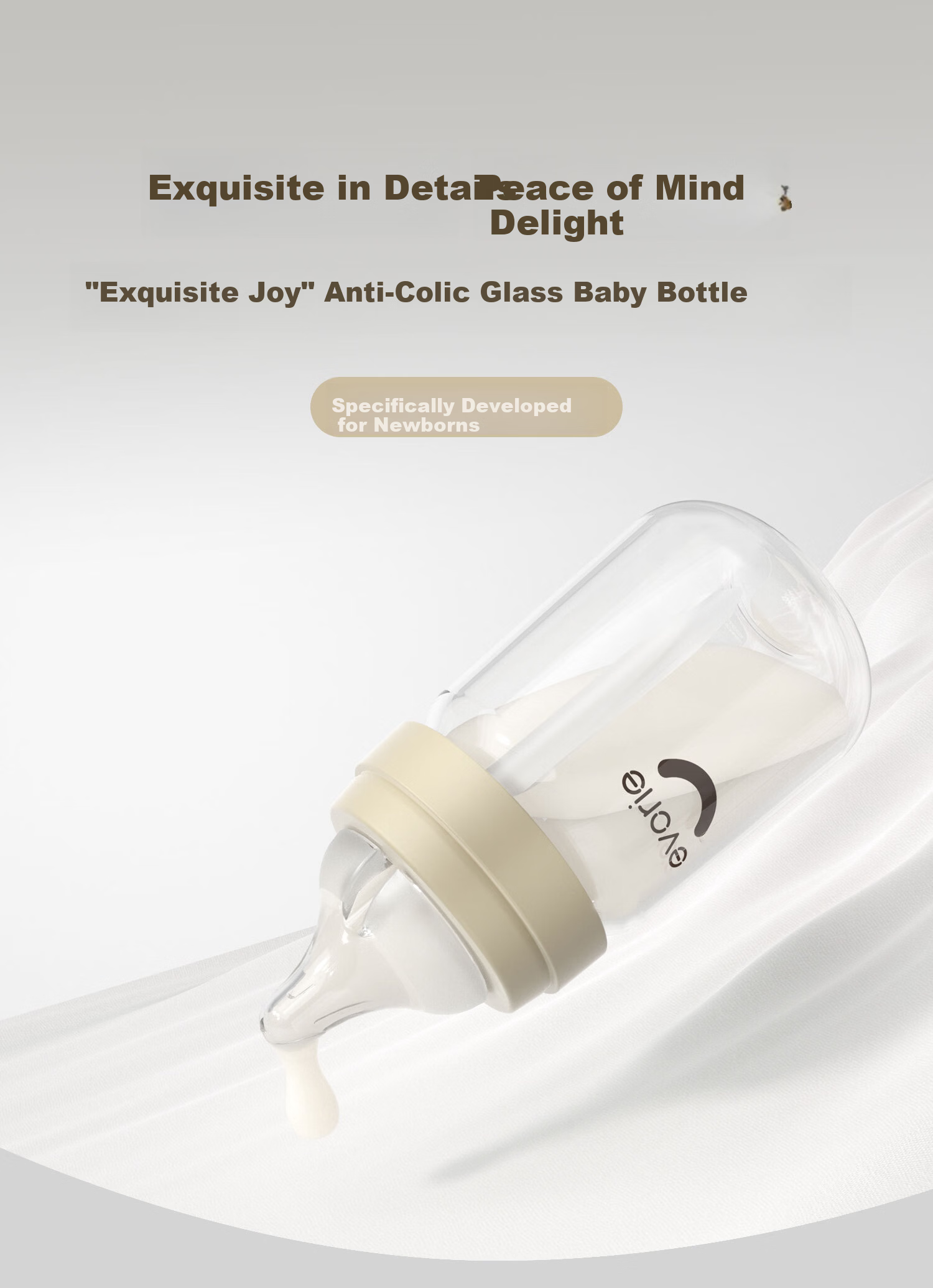 Evorie Exquisite Series Glass Baby Bottle Wide Neck Newborn Bottle 160ml Moonlight Blue (0-3 Months+) 1