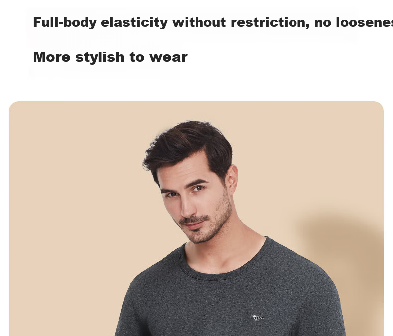 SEPTWOLVES [Wool + Mulberry Silk] Thermal Underwear for Men, Fleece-Lined Thick Round Neck Autumn And Winter Cold-Proof Warm Set 21