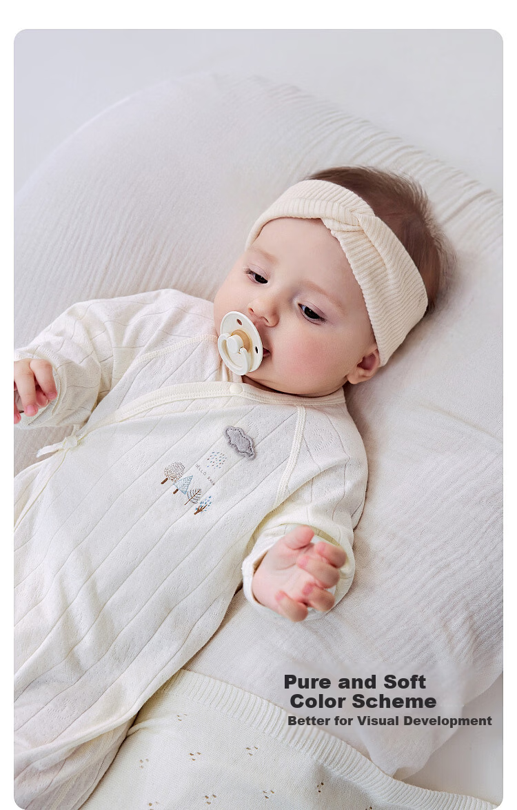 Babylove Newborn Cotton Tie-Up Jumpsuit Spring Autumn Infant Breathable Jacquard Monk Suit 3