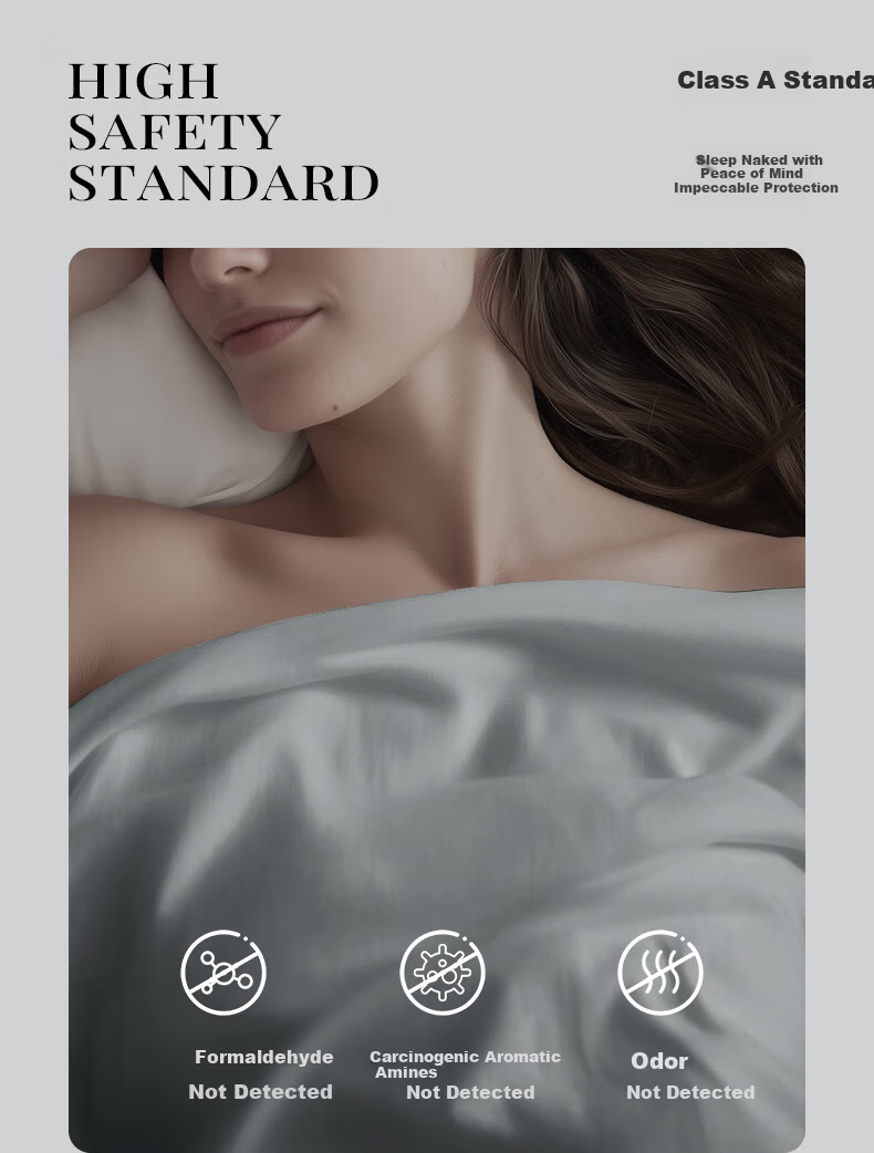Kang'erxin Five-Star Hotel Bedding A-Class 60-Count Pure Cotton Sateen Simple Four-Piece Set Cotton Duvet Cover Gray 1.5m Bed 7