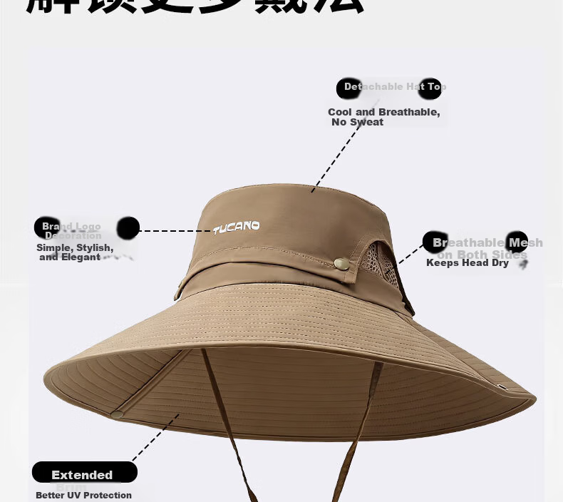 TUCANO UV Protection Sun Hat Men Summer Outdoor Anti-UV Fishing Hat Mountaineering Hat Women Fisherman Hat Wide Brim Sun Hat 6