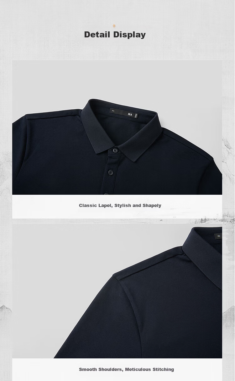 HLA Men's Short Sleeve Polo Shirt [JD Exclusive] 26 Mountain Not High Series Summer Short Sleeve with Turn-down Collar 9