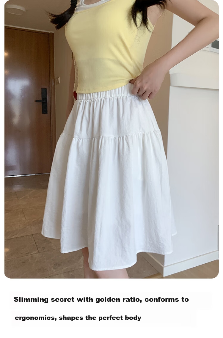 Borui Women's Summer Skirt 2026 New Thin Japanese Casual High-Waist A-Line Anti-Exposure Mid-Length Skirt 3